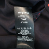 Self-Portrait Asymmetric Mini Dress Plumetis Navy/Red Dot Print Chiffon Size 6