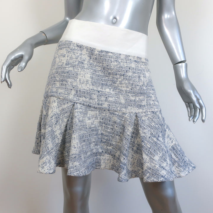 Derek Lam 10 Crosby Ruffled Tweed Mini Skirt Blue/White Size 8