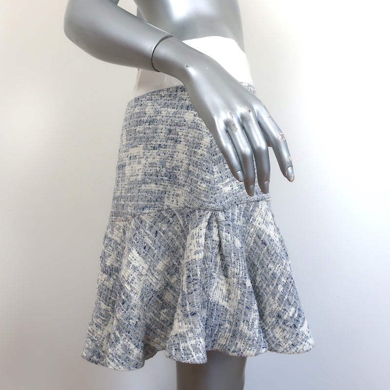 Derek Lam 10 Crosby Ruffled Tweed Mini Skirt Blue/White Size 8