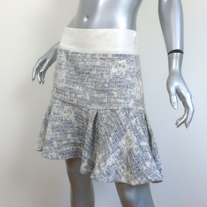 Derek Lam 10 Crosby Ruffled Tweed Mini Skirt Blue/White Size 8