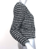Milly Tweed Zip-Up Jacket Black/White Cotton-Blend Size 4