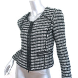Milly Tweed Zip-Up Jacket Black/White Cotton-Blend Size 4