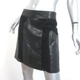 Nanette Lepore Mini Skirt Black Lace-Paneled Leather Size 4