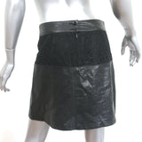 Nanette Lepore Mini Skirt Black Lace-Paneled Leather Size 4