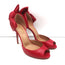 Aquazzura Versailles d'Orsay Bow Pumps Red Leather Size 37 Peep Toe Heels