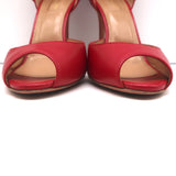 Aquazzura Versailles d'Orsay Bow Pumps Red Leather Size 37 Peep Toe Heels