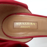 Aquazzura Versailles d'Orsay Bow Pumps Red Leather Size 37 Peep Toe Heels