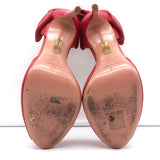 Aquazzura Versailles d'Orsay Bow Pumps Red Leather Size 37 Peep Toe Heels