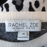 Rachel Zoe Leopard Ruffle Sweater Heidi Cream Cotton-Cashmere Size Extra Small
