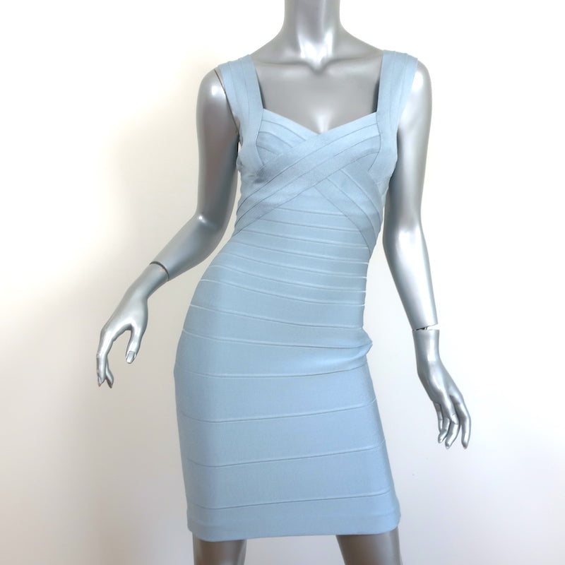 Herve Leger Criss Cross Bandage Dress Light Blue Size Small Sleeveless Celebrity Owned Herve Leger Criss Cross Bandage Dress Light Blue Size Small Sleeveless Celebrity Owned