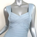 Herve Leger Criss Cross Bandage Dress Light Blue Size Small Sleeveless Mini