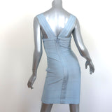 Herve Leger Criss Cross Bandage Dress Light Blue Size Small Sleeveless Mini