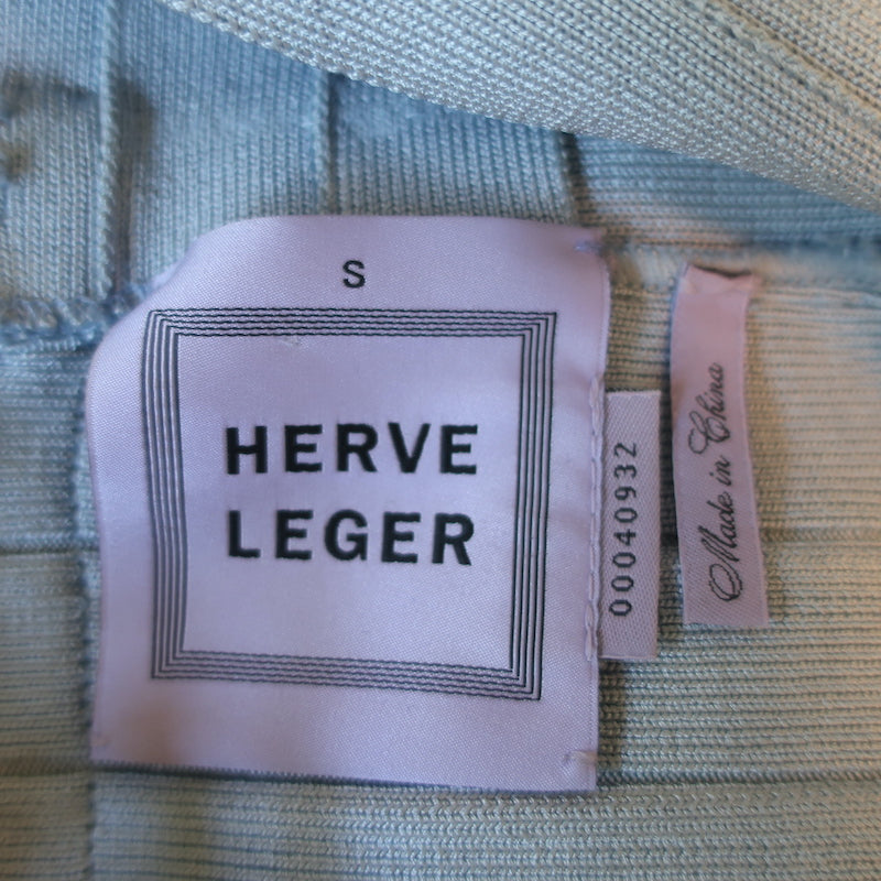 Herve Leger Criss Cross Bandage Dress Light Blue Size Small Sleeveless Mini