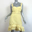 Jonathan Simkhai Cutout Flounce Mini Dress Yellow Seersucker Gingham Size 8