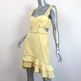 Jonathan Simkhai Cutout Flounce Mini Dress Yellow Seersucker Gingham Size 8