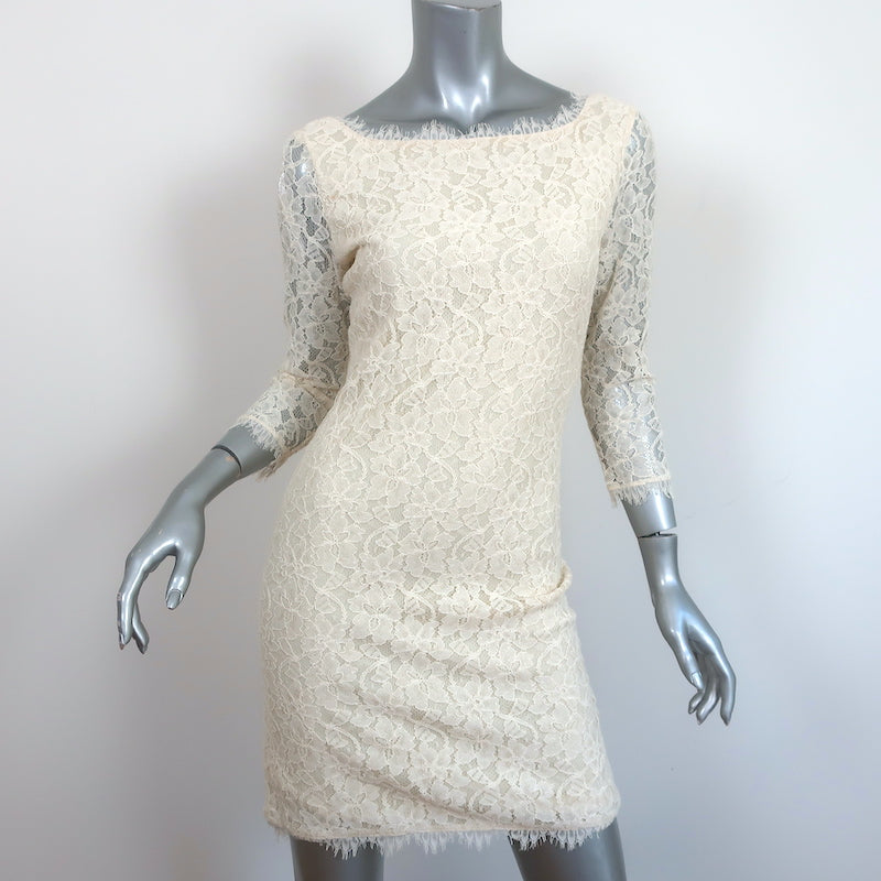 Diane von Furstenberg Zarita Lace Mini Dress Ivory Size 4 Celebrity Owned Diane von Furstenberg Zarita Lace Mini Dress Ivory Size 4 Celebrity Owned