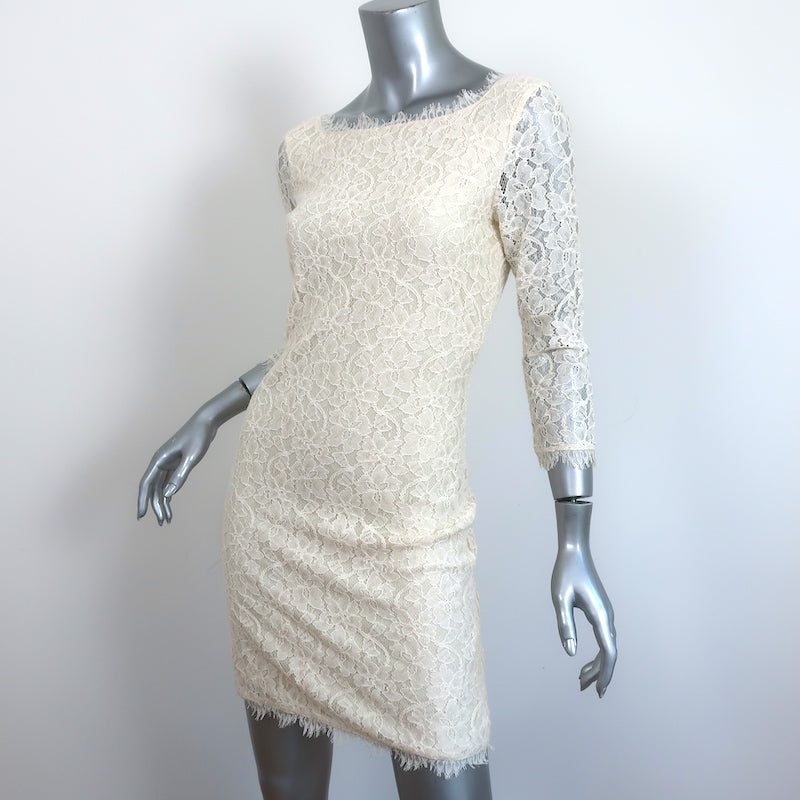 Diane von Furstenberg Zarita Lace Mini Dress Ivory Size 4 Celebrity Owned Diane von Furstenberg Zarita Lace Mini Dress Ivory Size 4 Celebrity Owned