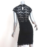 Nightcap High Neck Mini Dress Black Stretch Lace Size 2 Cap Sleeve Sheath