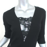 Michelle Mason Mini Dress Black Lace-Paneled Stretch Ponte Size Medium