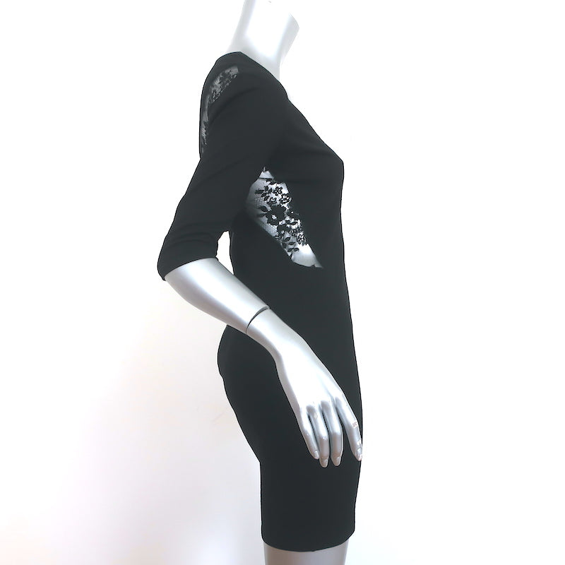 Michelle Mason Mini Dress Black Lace-Paneled Stretch Ponte Size Medium Michelle Mason Mini Dress Black Lace-Paneled Stretch Ponte Size Medium
