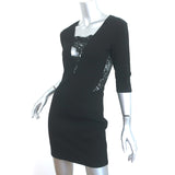 Michelle Mason Mini Dress Black Lace-Paneled Stretch Ponte Size Medium