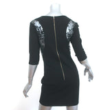 Michelle Mason Mini Dress Black Lace-Paneled Stretch Ponte Size Medium