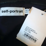 Self-Portrait Strapless Mini Dress Navy/Red Dot Print Georgette Size US 6 NEW