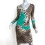 Roberto Cavalli Long Sleeve Dress Aqua & Leopard Print Stretch Jersey Size 42