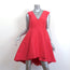 Halston Heritage High Low Dress Coral Cotton-Silk Size 6 Sleeveless V-Neck