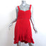 Jonathan Simkhai Ruffle Hem Mini Corset Dress Red Crepe Combo Size 10