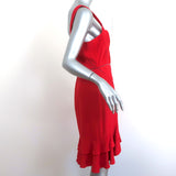 Jonathan Simkhai Ruffle Hem Mini Corset Dress Red Crepe Combo Size 10