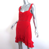 Jonathan Simkhai Ruffle Hem Mini Corset Dress Red Crepe Combo Size 10