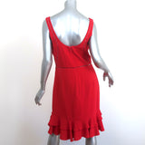 Jonathan Simkhai Ruffle Hem Mini Corset Dress Red Crepe Combo Size 10