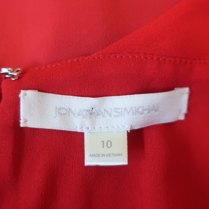 Jonathan Simkhai Ruffle Hem Mini Corset Dress Red Crepe Combo Size 10