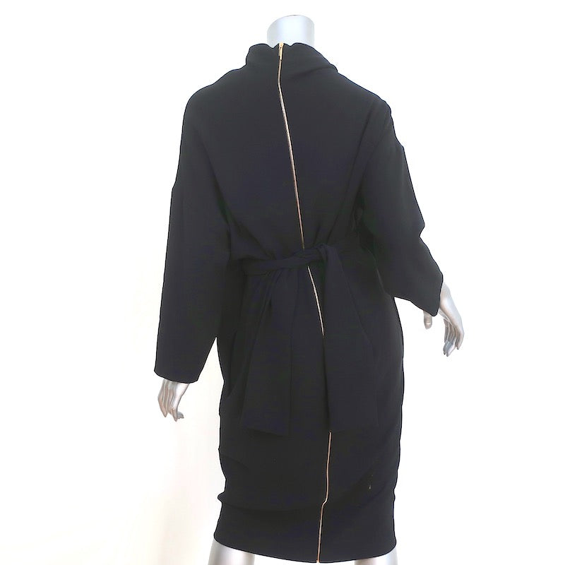 Poiret Cowl Neck Tie-Back Dress Black Size 38