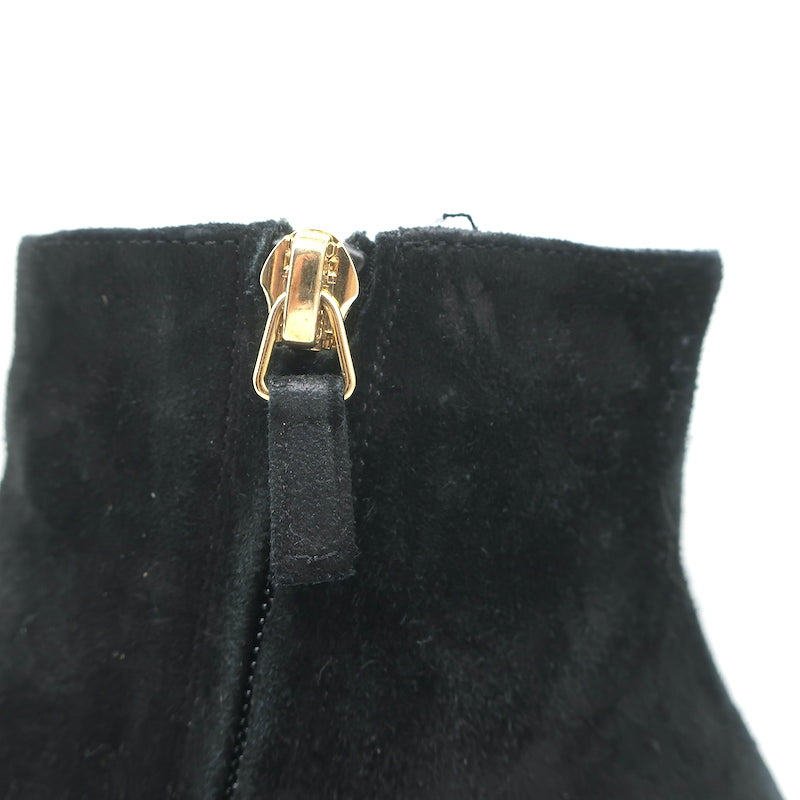 Mansur Gavriel Ankle Boots Black Suede Size 37.5 Low Heel Booties