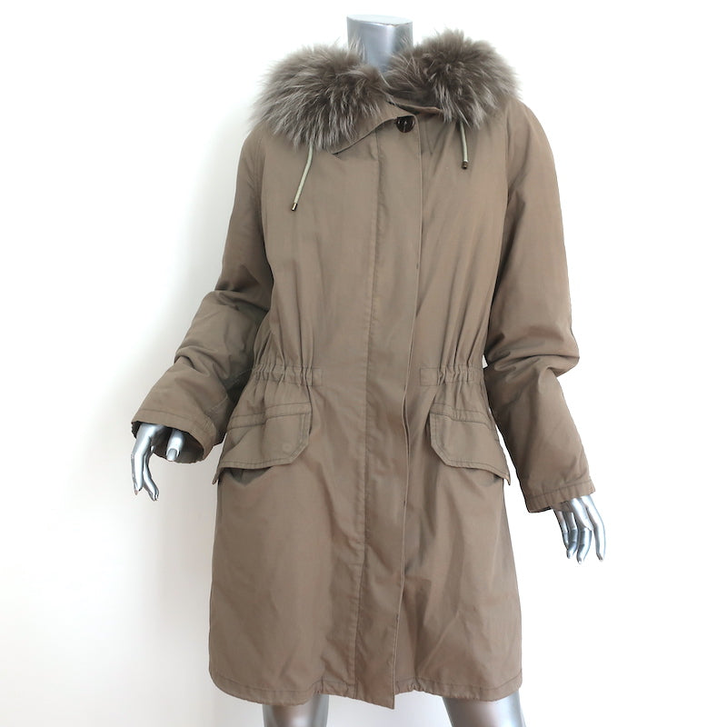 Dakloos mout desinfecteren ARMY Yves Salomon Fur-Lined Parka Olive Brown Cotton Size 40 Hooded Ja –  Celebrity Owned