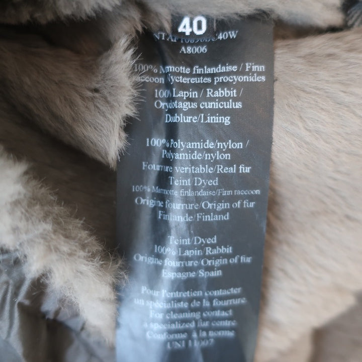 ARMY Yves Salomon Fur-Lined Parka Olive Brown Cotton Size 40 Hooded Jacket