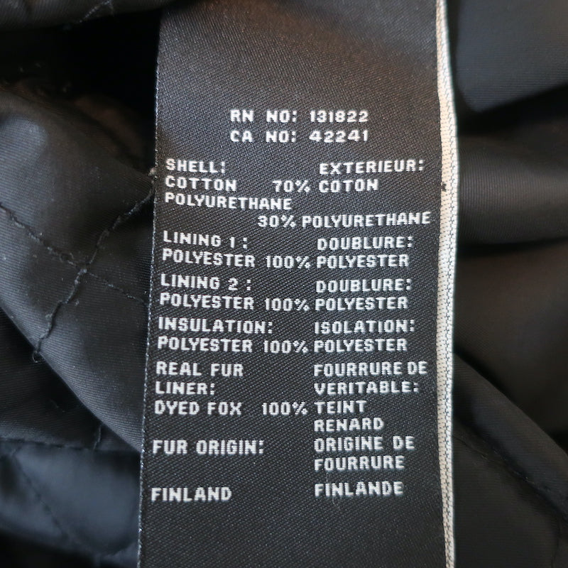 SAM. Kate Parka Black Coated Canvas &amp; Fox Fur Size Extra Small Hooded Jacket