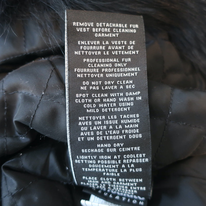 SAM. Kate Parka Black Coated Canvas &amp; Fox Fur Size Extra Small Hooded Jacket