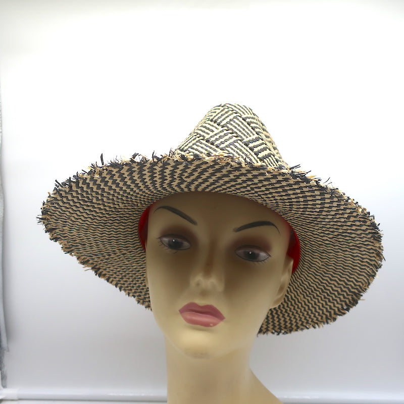 House of Lafayette Straw Fedora Hat Beige/Black
