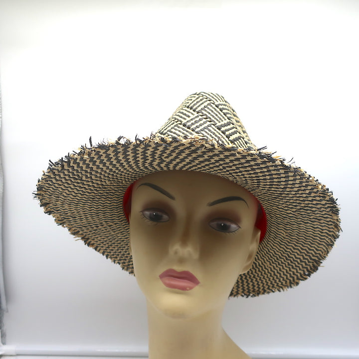 House of Lafayette Straw Fedora Hat Beige/Black