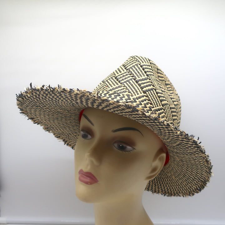 House of Lafayette Straw Fedora Hat Beige/Black