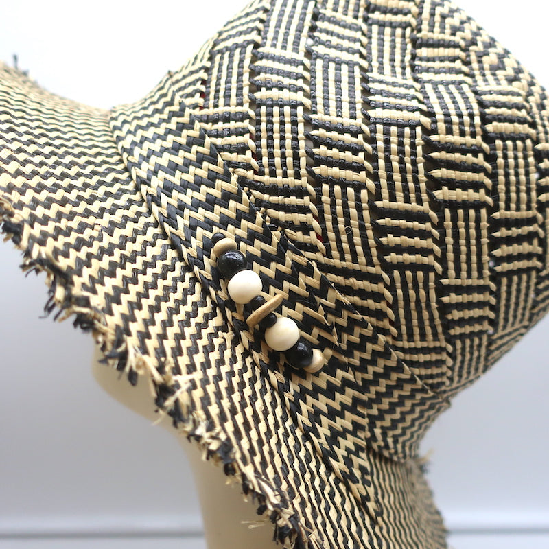 House of Lafayette Straw Fedora Hat Beige/Black