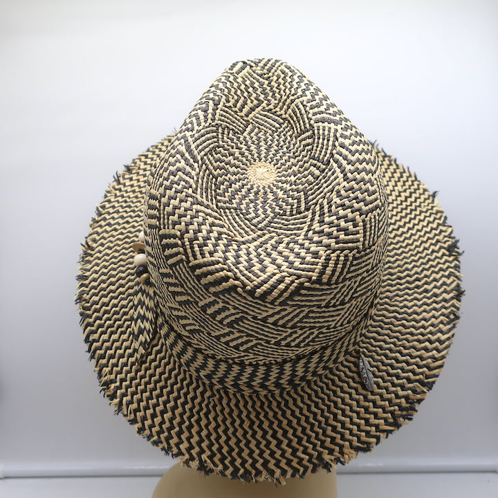 House of Lafayette Straw Fedora Hat Beige/Black