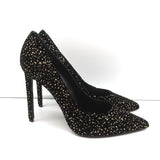 Celine Sharp Pumps Black/Gold Glitter Dots Velvet Size 41 Pointed Toe Heels NEW