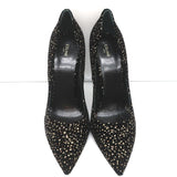 Celine Sharp Pumps Black/Gold Glitter Dots Velvet Size 41 Pointed Toe Heels NEW