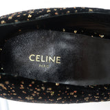 Celine Sharp Pumps Black/Gold Glitter Dots Velvet Size 41 Pointed Toe Heels NEW