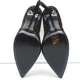 Celine Sharp Pumps Black/Gold Glitter Dots Velvet Size 41 Pointed Toe Heels NEW