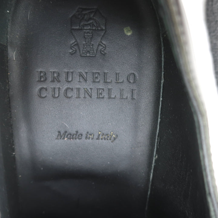 Brunello Cucinelli Glitter-Trim Lace Up Oxfords Gray Patent Leather Size 40.5